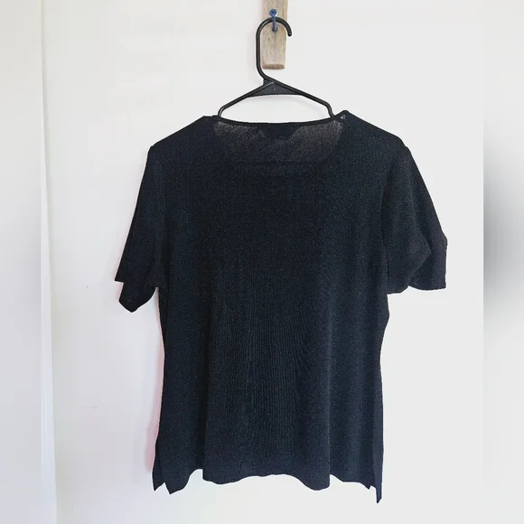 Misook Black Short Sleeve Knit Top - Picture 4 of 5